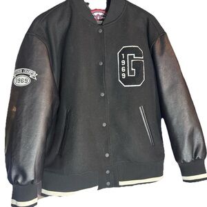 GAP Womens Varsity Logo Boyfriend Jacket - Wool - NWOT- Black - Size:Medium